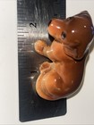 Weiner Dog Dachshund Dog Figure Ceramic Miniature Porcelain Glazed Japan Vintage