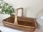 Vintage Wicker Rectangular Trug Basket Caddy Gardening Farmhouse Cottage 17   