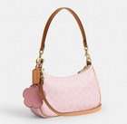 Nwt Coach Gold Powder Pink Teri Shoulder Bag Signature With Charms Cea20