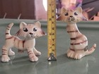 Rare Vintage Tiger Kitty Cat Salt   Pepper Shaker Set Cool Triangle Heads - Used