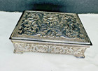 Vintage Repouss   Silver Plated Cherub Jewelry Trinket Box 5x7 Pristine Interior
