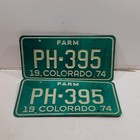 1974 Colorado License Plate Pair Farm Ph-395 Man Cave Bar