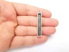 2 Pcs Long Rectangle Pendant Blank Resin Bezel Silver Epoxy Frame 40x5mm G35650