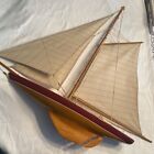 Vintage 1895 Cup Racer 36    Wooden Pond Yacht Model Sailboat  wirh Stand
