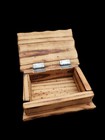 Vintage Enesco Spain Wooden Hinged Box Seared Accents Handcrafted Natural Raw