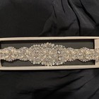 Bridal Ivory Ribbon With Rhinestone And Beaded Sash Belt