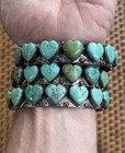      Set Of 3 Sterling Turquoise Heart Bangle Bracelets      Slifka Cut Hearts     