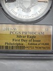 2019-w  1 Proof Silver Eagle Pcgs Pr70 Dcam Fdi Philadelphia Edition Of 10000