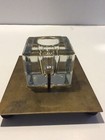 Gorgeous Bradley   Hubbard Vintage Brass And Glass Footed Inkwell Desk Accessory