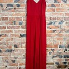 Red Elegant V Neck Pant Jumpsuit Size Small