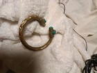 Vintage Bronze Bangle Green Malachite Stones Victorian Antique Etruscan Revival