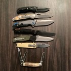 6-pc Mixed Pocketknife Lot Manual Ss Plain Edge Clip drop Nail File