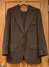 1970s Biondi Brothers Half Norfolk 3-pc Suit Brown Wool W stripe Funky Lining Ec