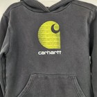 Carhartt Kids Logo Hoodie Sweatshirt Size Large 14 16 Black  slightly Faded 