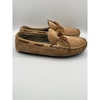 Minnetonka Men  4154 Pile Lined Hardsole Suede Moccasin Slippers Tan Size 12m