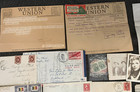 Antique vtg Holiday Cards Stamps Scrapbook Letters Coke Ads