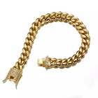 Real 14k 18k Gold Plated Bracelet Curb Cuban Link Chain Solid Stainless Steel