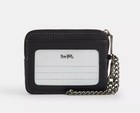 Nwt Coach Zip Card Case With Rivets Studded Leather Cco21 Gunmetal  Black Multi