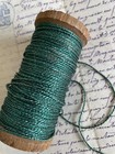 4 Yd Vintage Antique French Green Twist Metallic Thread  1 16 