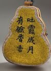 Rare Exquisite Chinese Hand Beaded Leather Eye Glass Pouch Late 19th Century