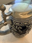 Rare Mr West Germany Blue   Gray Ceramic Beer Stein W  Hinged Lid Deer Turkey