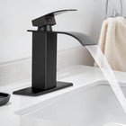 Black Matte Bathroom Sink Faucet Single Handle Waterfall Vessel Mixer Taps