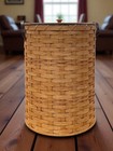 Amish Round Laundry Hamper Large Size With Lid Solid Oak Bottom Leather Handles