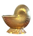 Vintage Solid Brass Nautilus Shell Planter 13    Coastal Mediterranean Decor