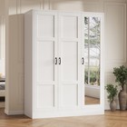 47  Wardrobe Armoire With Full-length Mirror  3 Doors  Hanging Rod   6 Shelves