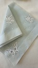 Vintage Handkerchief Madeira Embroidered Blue Gray Butterflies