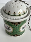 Ak Kaiser West Germany Vintage Porcelain Tea Ball Strainer With Caddy- Euc 