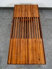 Mid Century Modern Slat Bench Coffee Table Vintage Light Solid Wood Refinished
