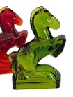 2 Mcm Vintage L e  Smith Glass Rearing Horse Bookends Green   Red Amberina 8 
