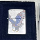 Zippo High Polish Chrome American Eagle Pocket Lighter Patriotic Elegance W box
