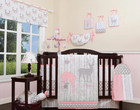 Baby Girl Deer Family 13 Piece Nursery Crib Bedding Set New