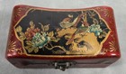 Vintage Chinese Red Lacquered Stress Baoding Ball Marble Pillow Trinket Box