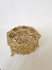 Vintage Hollywood Regency Decor Gold Metal Hexagon Lipstick  Brush Holder