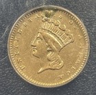 1862 Princess Head Gold  1 Dollar Type 3 Anacs Xf 45 Details Plugged