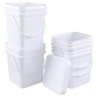 Idotry 4 Buckets Containers W  Lids  5 Gallon Food Grade Heavy-duty Plastic Pail
