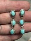 Sterling Silver Native American Sw Turquoise Drop Dangle Post Stud Earrings  925