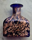 Murano Cobalt Blue Art Glass Vase - Rose Gold Copper Aventurine - Mcm Vintage