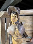 Pair 13    Antique French Spelter Statues Signed Lafon Mollo Sporting Ladies