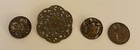 Antique Lacy Pierced Openwork Brass Button Lot 3 Solid One-piece Loop Shanks