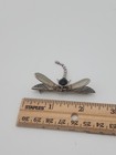 Vintage Sterling Silver 925 Onyx Dragonfly Insect Brooch Pin