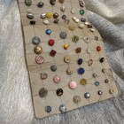 Vintage Glass Button Lot Multicolor Floral Faceted Gold Luster Assorted On Card