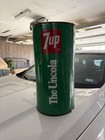 Vintage 1970s 7-up Trash Can Tin Litho Metal Made In Usa Soda Advertising Sign