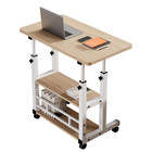 Adjustable Height Bedside Desk With Wheels  C-shape Mobile Laptop Table For Sofa