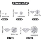 50pcs Clear Cubic Zirconia Stone Set  5 Size Cz Stones Faceted Pointed Back