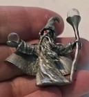 Vintage 1985 Spoontiques 1 3 4  Wizard W  Crystal Ball And Staff Pewter Figurine