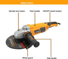 9 Inch Angle Grinder 3 3 Hp Heavy Duty Electric Grinder Fits 7 8 Hole Size